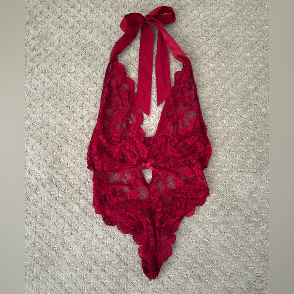 Spicy Lingerie Red Lace Teddy